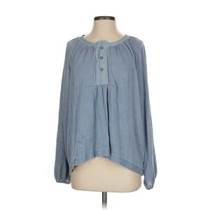 We The Free Long Sleeve Button Up Top Relaxed Fit Blouse Blue S‎